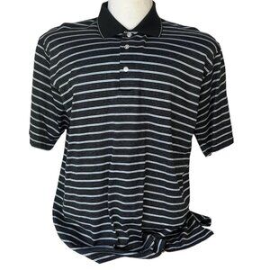 Ben Hogan Golf Polo Shirt Mens Large Black White Striped